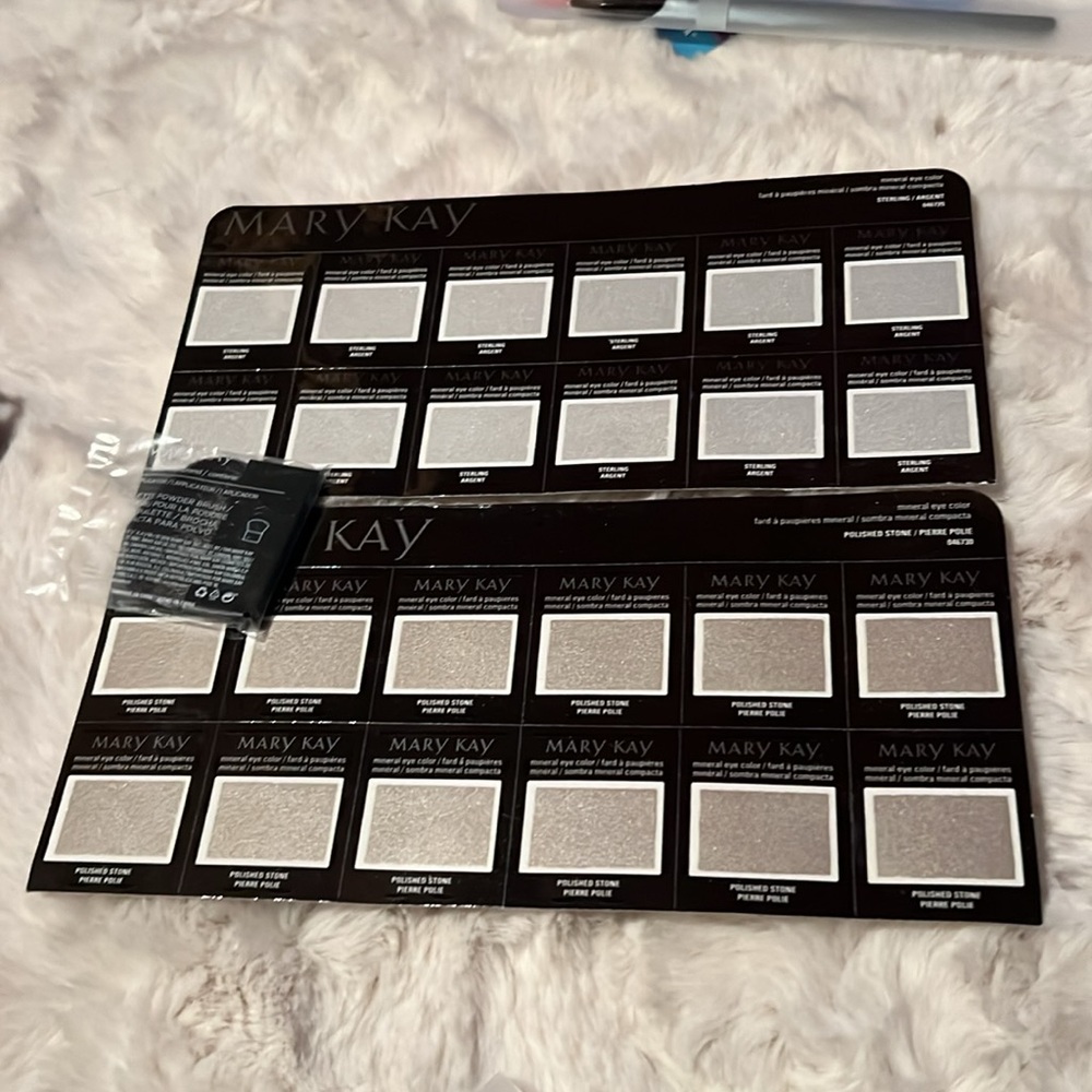 25-PC Mary Kay Powder Brush,24 Mineral Eye Color samples Sterling,Polished Stone